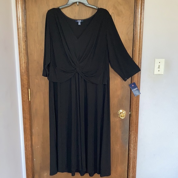 Plus size chaps dress knot front black with stretch party size 18W - Picture 4 of 15